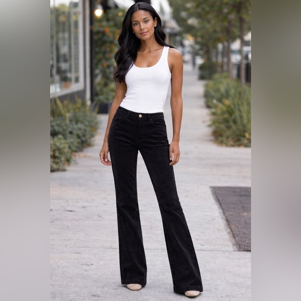 PAIGE 26 Black High Rise Flare Jeans